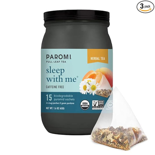 Paromi Sleep with Me Organic Herbal Tea, Signature Jar, 15 Count (Pack of 3)