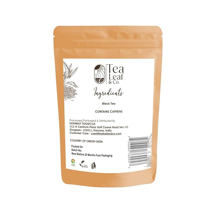 Tealeaf & Co. English Breakfast Black Tea - English Breakfast Tea in Loose Leaf Form - Contains Low Caffeine - Upto 50 Servings - Gluten Free (3.52oz/100gm)