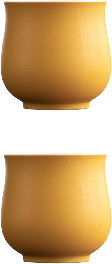 4-Oz Ceramic Espresso Cups Set - Multi-Color, Handle-Free Design for Home & Cafe | Dishwasher-Safe Stoneware Cups (yellow, 2)