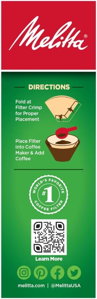 Melitta Cone Coffee Filters, Natural Brown, No. 2, 100-Count Filters (Pack of 6)