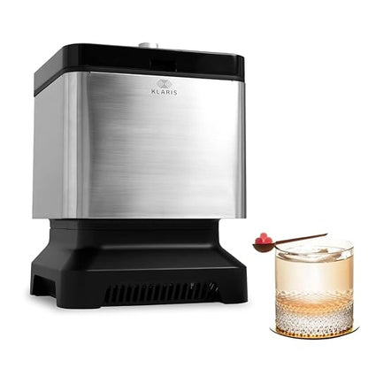 Clear Ice Maker - Makes 4 Large, 2" Crystal Clear Ice Cubes in 8 to 12 Hours - Great for Cocktails, Whiskey & Bourbon - Compact Countertop Ice Maker - Stainless Steel Shell - Reusable Ice Tray