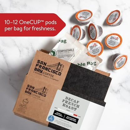 San Francisco Bay Compostable Coffee Pods - DECAF French Roast (36 Ct) K Cup Compatible including Keurig 2.0, Dark Roast, Swiss Water Processed