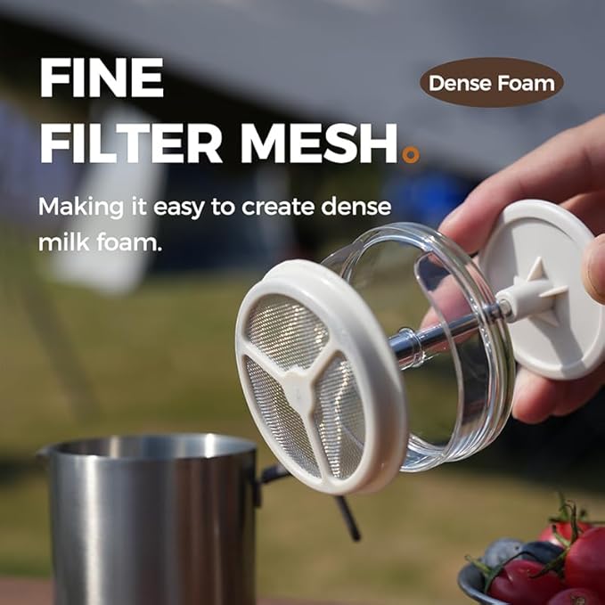 Manual Portable Coffee Maker Set with Milk Frother Cup &Carry Bag, Hand Press Espresso Machine Compatible with Nes Original Capsule/Ground for Outdoor Travel Camping Gift,Black