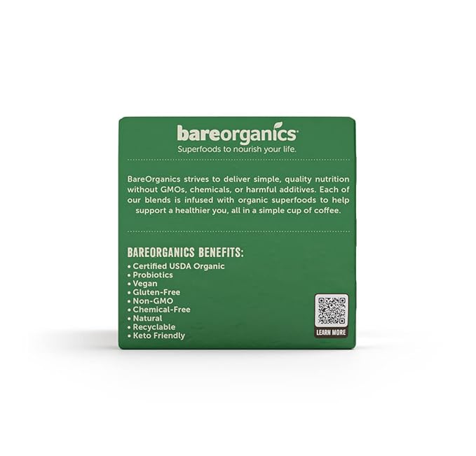 BareOrganics Energizing Coffee Single Serve 96ct Bulk Pack
