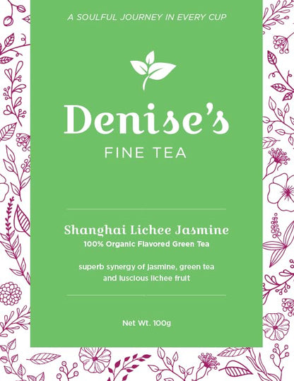 Denise's Fine Tea, USDA Organic, Shanghai Lichee Jasmine, Flavored Green Tea, Loose Leaf (100g)