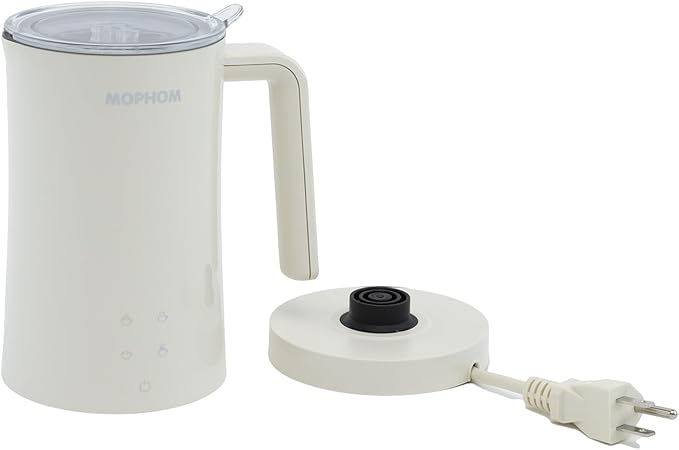 Milk Frother, 4 in 1 Electric Milk Steamer,11.84oz/350ml Automatic Warm and Cold Foam frother for Coffee, Latte, Macchiato, Cappuccino, Hot Chocolate,From the Makers of Mophom 400W,Off White
