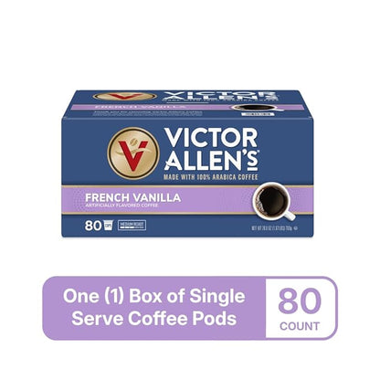 Victor Allen's Coffee French Vanilla Flavored, Medium Roast, 80 Count, Single Serve Coffee Pods for Keurig K-Cup Brewers