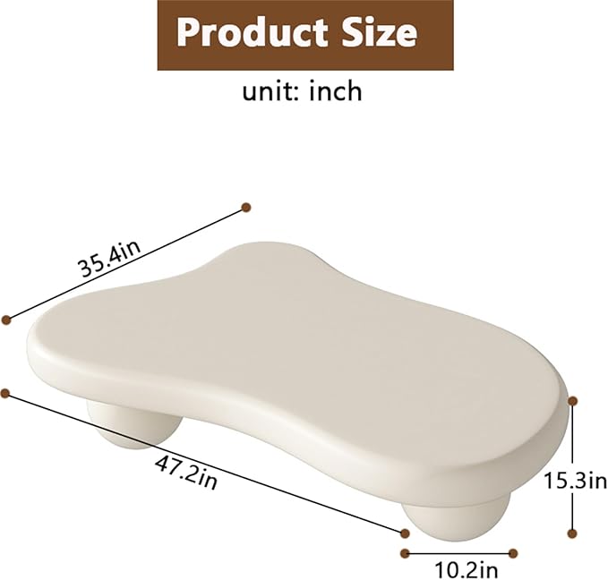 Cloud Coffee Table, Modern Coffee Table for Living Room Apartment, Cartoon Irregular Indoor Tea Table, Cute End Table with Ball 3 Legs, Easy Assemble,White l47.2