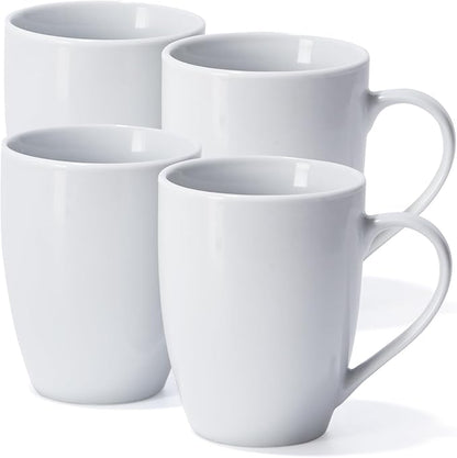13 Oz Coffee Mugs Set of 4 Ceramic Coffee Mug White Coffee Cups Tea Cups New Home Office Restaurant Drinking Cup Sets Gift for Women Men Newlyweds Housewarming Wedding Party Christmas New Year Dinner