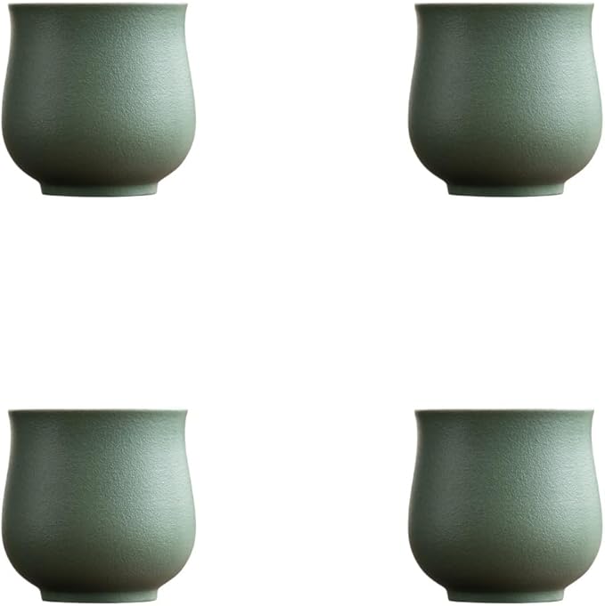 4-Oz Ceramic Espresso Cups Set - Multi-Color, Handle-Free Design for Home & Cafe | Dishwasher-Safe Stoneware Cups (Green, 4)