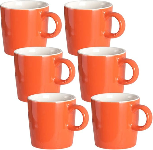homEdge Mini Porcelain Espresso Cup, 4 Ounces / 120 ml Tiny Ceramic Coffee Mugs Demitasse for Espresso, Tea- Set of 6, Orange