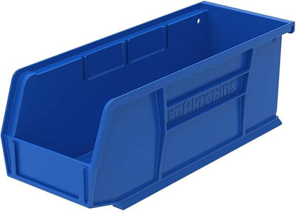 Akro-Mils 30224 AkroBins Plastic Storage Bins, Space-Saving Stackable Bins for Garage, Pantry, Craft Organization, 11" L x 4" W x 4" H, Blue, 12-Pack