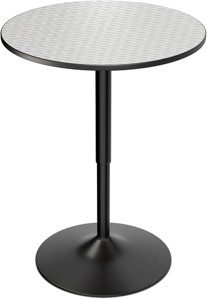 Magshion 23.5'' Round Bar Table, Adjustable Range 27.5"-36" Wood Pub Table with Black Leg and Base for Living Room Dining Room Bar Cocktail Table (Silver)
