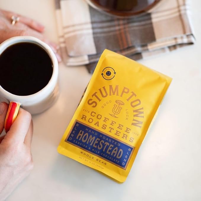 Stumptown Coffee Roasters, Medium Roast Whole Bean Coffee - Homestead Blend, Flavor Notes of Milk Chocolate, Cherry and Orange, 24 Ounces (2 Bags of 12 Ounces)