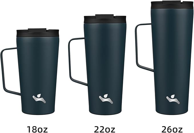 Insulated Tumbler with Handle and Straw, 26 OZ Travel Coffee Mug Stainless Steel Cup Metal Water Bottle,Navy Blue