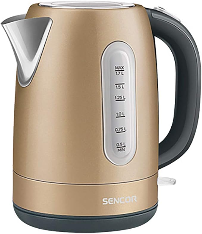 Sencor SWK1777CH 1.7L Stainless Steel Electric Kettle with Lid Safety Lock, Champagne