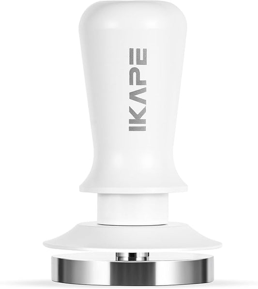 IKAPE 51mm Espresso Tamper, Premium Barista Coffee Tamper with Calibrated Spring Loaded, 100% Flat Stainless Steel Base Tamper for Espresso Machine(White)
