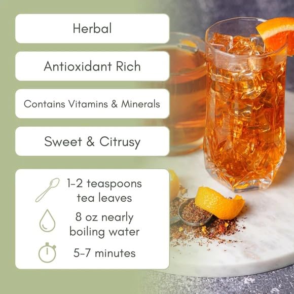 Organic Blood Orange Rooibos Loose Leaf Tea - 2oz Bag (Approx. 30 Servings) | Full Leaf Tea Co.