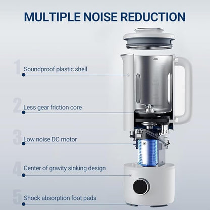 Joydeem JD-PB8200 Compact Blender with 10 Menus, Quiet Cooking Blender for Soymilk, Paste & Juice, 304 Stainless Steel, 12H Preset, 600ml