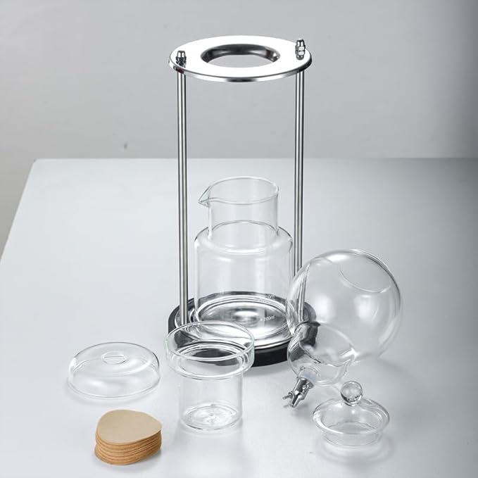 LOYALHEARTDY Ice Cold Brew Dripper Coffee Maker, 600 ml Luxury Iced Coffee Maker Smooth Drip Coffee Maker with Adjustable Rate Dripper Cold Brew Coffee Machine Ice Drip Coffee Maker for Coffee & Tea