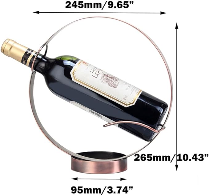 Metal Single Tabletop Wine Rack – Freestanding Countertop Decorative Wine Bottle Holder, Unique Wine Gifts and Accessories for Wine Lovers (Oil Rubbed Bronze)