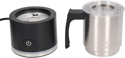 Electric Milk Frother Energy Saving EU Plug 220-240V Compact Stainless Steel Jug Automatic Milk Frother for Home Hot Chocolate (Black)