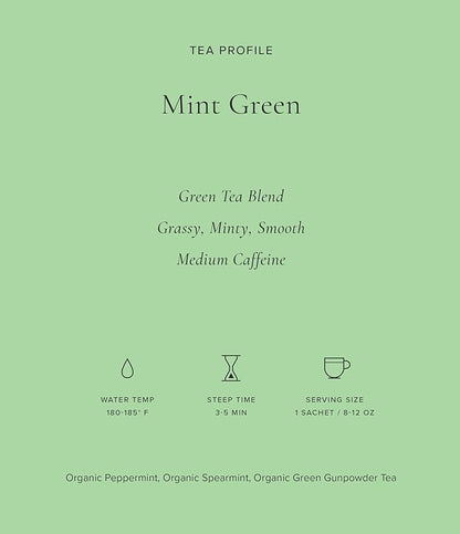 Art of Tea | Mint Green Tea | 12 Count Pyramid Tea Bag Sachets