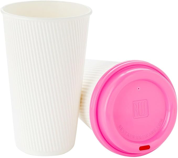 Restaurantware 16 Ounce Ripple Wall Disposable Coffee Cups, 500 Insulated White Paper Tumblers with Rolled Rim Design, Lids Sold Separately for Hot Drinks like Tea, Hot Chocolate and More
