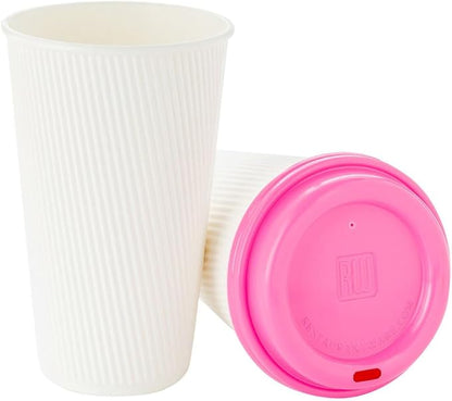 Restaurantware 16 Ounce Ripple Wall Disposable Coffee Cups, 500 Insulated White Paper Tumblers with Rolled Rim Design, Lids Sold Separately for Hot Drinks like Tea, Hot Chocolate and More