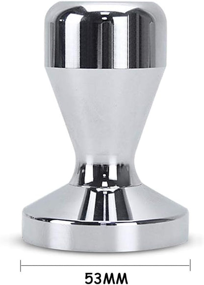 53mm Coffee Tamper Stainless Steel Espresso Tamper Flat Base Coffee Calibrated Tamper Flat Base Barista Office Family Espresso Coffee Maker Accessories(Ordinary, 53mm)