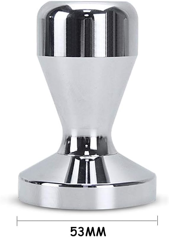 53mm Coffee Tamper Stainless Steel Espresso Tamper Flat Base Coffee Calibrated Tamper Flat Base Barista Office Family Espresso Coffee Maker Accessories(Ordinary, 53mm)