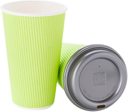 Restaurantware 12 Ounce Double Wall Disposable Coffee Cups, 500 Insulated Green Paper Tumblers with Rolled Rim Design, Lids Sold Separately for Hot Drinks like Tea, Hot Chocolate and More