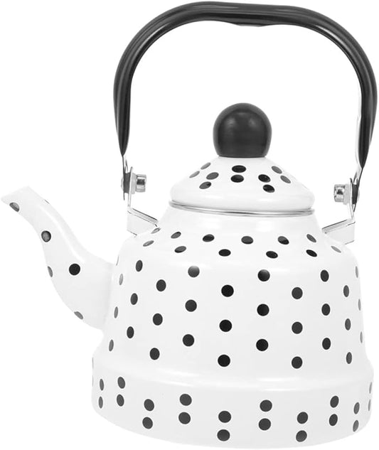 Zerodeko Vintage Enamel Tea Kettle with Handle Portable Water Boiling Kettle for Induction Electric Gas Stoves for Home Office Restaurant Dorm Use
