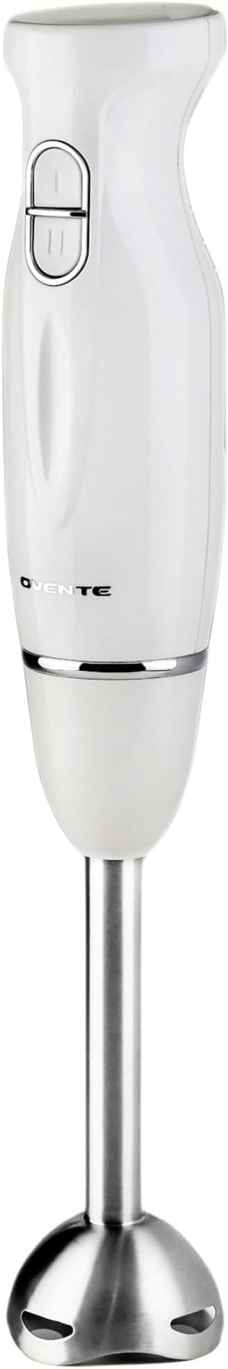OVENTE Immersion Hand Blender, 300W Electric Handheld Portable Stick Mixer with 2 Mixing Speed and Stainless Steel Blades for Effortless Blending Smoothies, Shakes, Puree or Baby Food, White HS560W