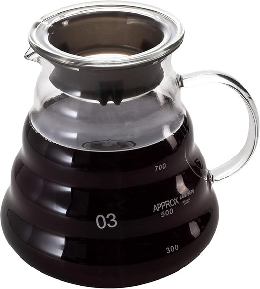 Restaurantware Restpresso 25 Ounce Coffee Carafe 1 Insulated Coffee Server - Push-Button Top Wide Spout Clear Glass Coffee Pitcher Built-In Handle Leakproof