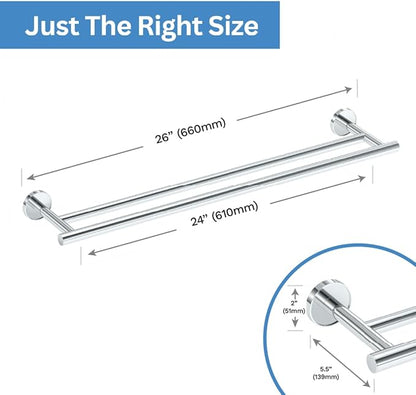 Gatco 5554 Sky Double Towel Bar, 24 Inch, Chrome