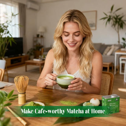 Eastign Ceremonial Matcha Powder Bulk Size (1lb/454g),Organic Ceremonial Grade Matcha,USDA Organic Matcha Tea Powder Latte,Perfect for Starbucks Latte, Shake, Smoothies & Baking& Gifts | Holiday Ready Tin