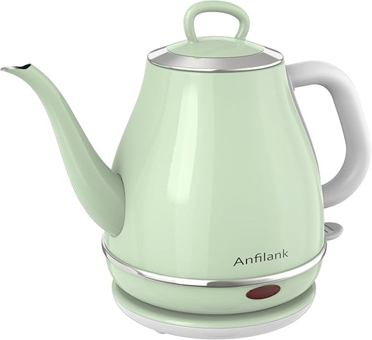 Electric Gooseneck Kettle, 1L 1500WFast Boil, 100% Stainless Steel BPA Free Pour-Over Coffee & Tea Kettle,Water Boiler with Auto Shut & Boil-Dry Protectio,Green