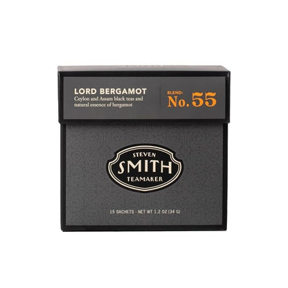 Steven Smith Teamaker Lord Bergamot No. 55, Caffeinated, Sugar-Free, Sustainably Grown, Full Leaf Earl Grey Black Tea Bags, 15 Sachets, 1.2oz each
