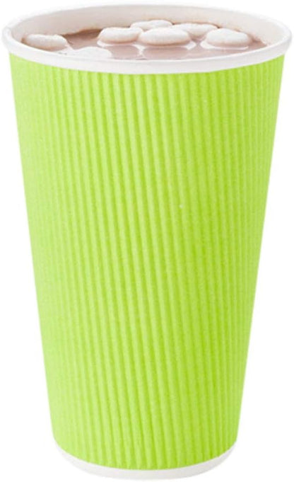 Restaurantware 12 Ounce Double Wall Disposable Coffee Cups, 500 Insulated Green Paper Tumblers with Rolled Rim Design, Lids Sold Separately for Hot Drinks like Tea, Hot Chocolate and More