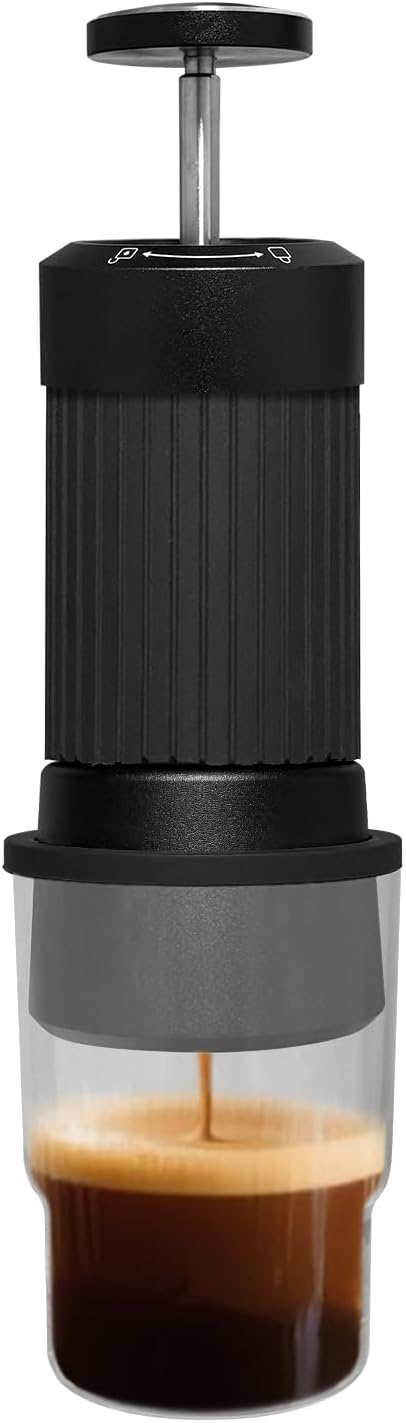 LANTE 3 in 1 9 Bar Coffee Maker Combines French Press Espresso Extraction Portable Coffee Machine All-aluminum alloy body with double-layer 304 filtration Suitable for Home Camping Travel