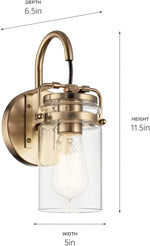 Load image into Gallery viewer, Kichler Brinley 11.5" Wall Sconce in Champagne Bronze, 1-Light, Vintage Wall Mount Light with Clear Glass, (11.5" H x 5" W), 45576CPZ