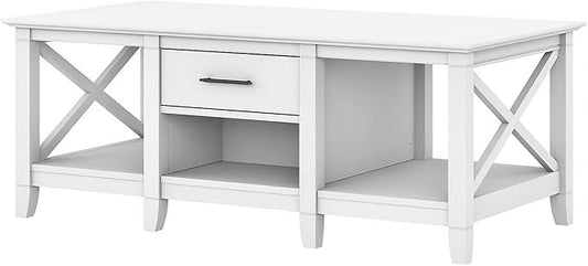 Bush Furniture Coffee Table with Storage with Aged Bronze Hardware | Key West Collection Center Counter for Living Room | 47Wx24Dx18H