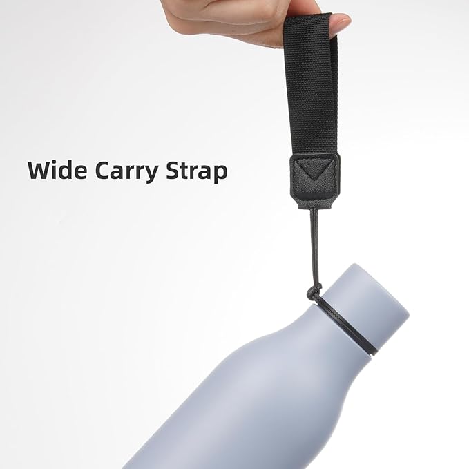 Insulated Water Bottle with Strap,18 oz Double Wall Stainless Steel Vacuum Bottles Metal Water Flask,Grey Blue