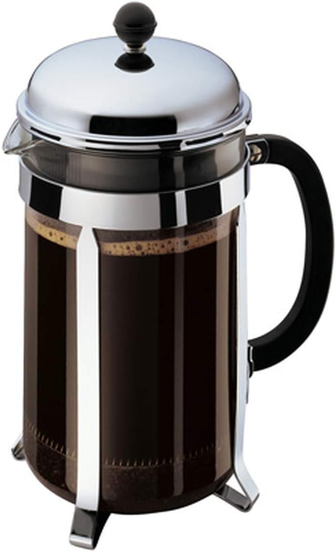 Bodum 51oz Chambord French Press Coffee Maker, High-Heat Borosilicate Glass, Polished Stainless Steel – Made in Portugal