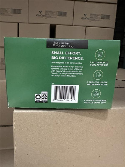 VitaCup Organic Perfect Dark Roast Decaf Coffee Pod for Pure & Clean Energy, Antioxidants, Low Acid, Peru Single Origin in Recyclable Single Serve Pod compatible w/Keurig K-Cup Brewers,16CT