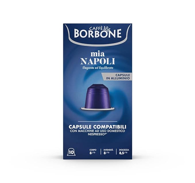 Caffe Borbone Aluminum Coffee Pods Compatible with Nespresso Original Machines, Mia Napoli, Medium Roast, Bold and Intense, Genuine Italian Coffee - 50 Count