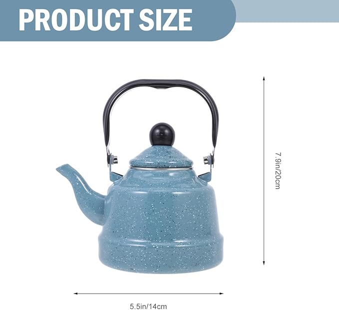 DOITOOL Enamel Tea Kettle Vintage Enamel Teapot 1.1 L Porcelain Tea Kettle Camping Coffee Kettle Stovetop Kettle Hot Water Boiler Pot for Hot Water, Tea Accessories
