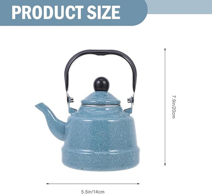 DOITOOL Enamel Tea Kettle Vintage Enamel Teapot 1.1 L Porcelain Tea Kettle Camping Coffee Kettle Stovetop Kettle Hot Water Boiler Pot for Hot Water, Tea Accessories