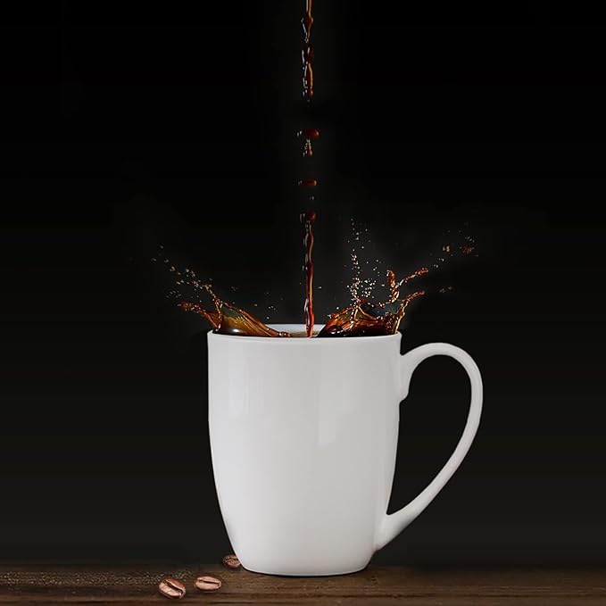 Chulan White Thin Over 45% Bone Content Fine Bone China Coffee Mugs 10 oz, Lightweight Porcelain Cups for Espresso Latte Mocha Cappuccino, Luxury Ceramic Tea Cup, Set of 2 Dishwasher Microwave Safe